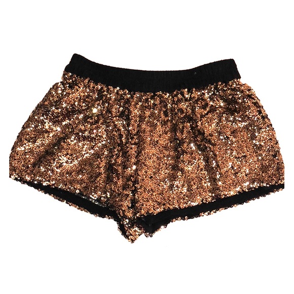 black and gold sequin shorts